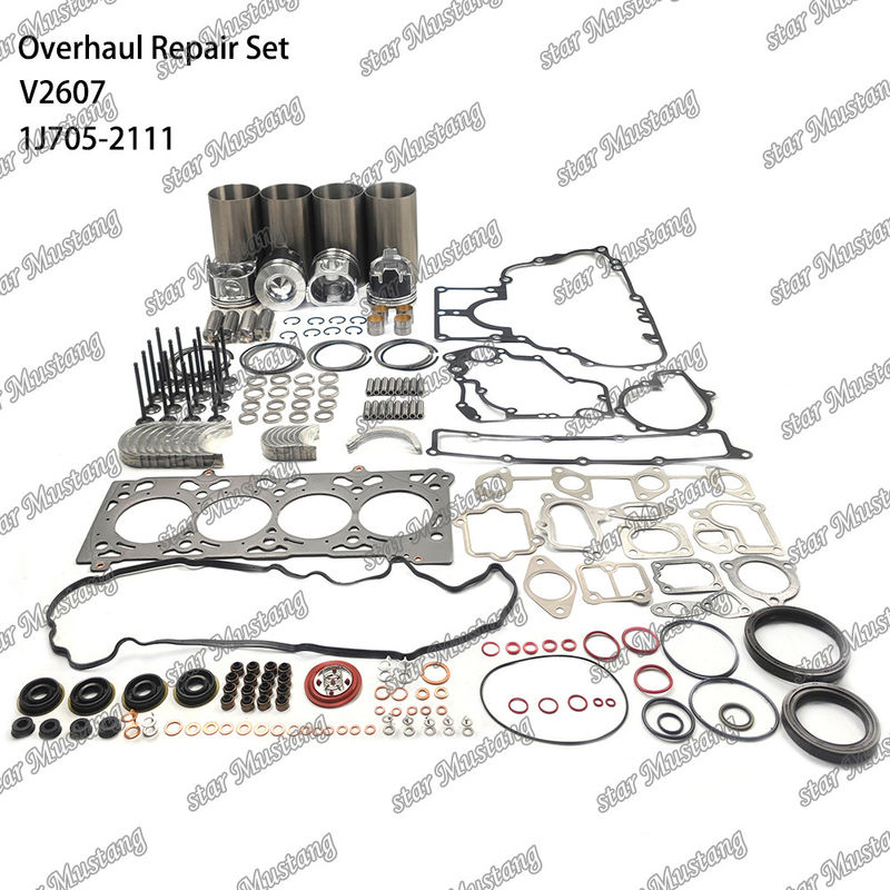 V2607 Kit de revisão e reconstrução do cilindro de revestimento de pistão com kit de alfinetes Kit de válvulas Assento de válvulas Guia Kit de juntas para Kubota