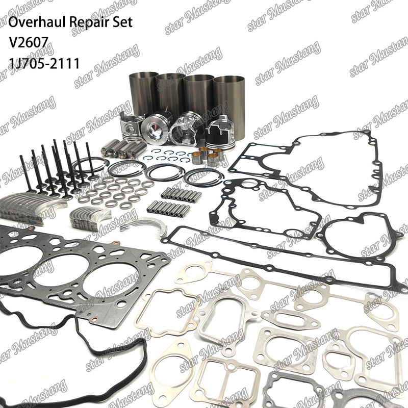 V2607 Kit de revisão e reconstrução do cilindro de revestimento de pistão com kit de alfinetes Kit de válvulas Assento de válvulas Guia Kit de juntas para Kubota