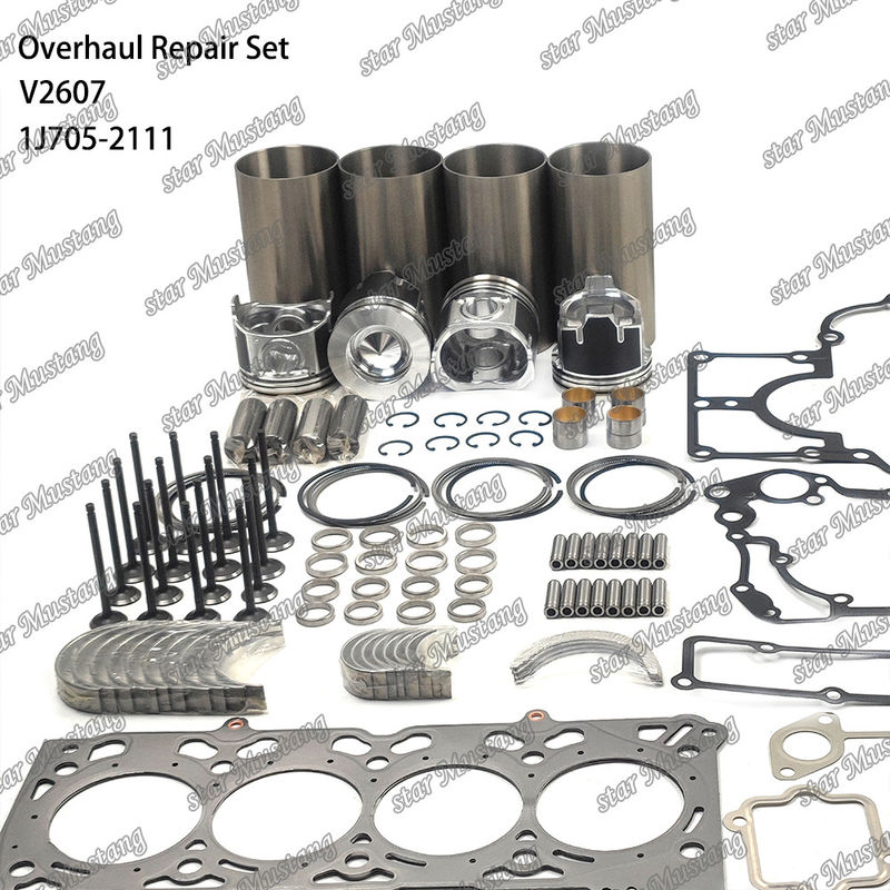 V2607 Kit de revisão e reconstrução do cilindro de revestimento de pistão com kit de alfinetes Kit de válvulas Assento de válvulas Guia Kit de juntas para Kubota