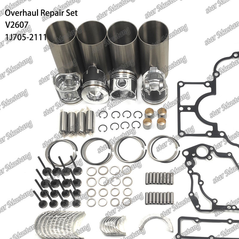 V2607 Kit de revisão e reconstrução do cilindro de revestimento de pistão com kit de alfinetes Kit de válvulas Assento de válvulas Guia Kit de juntas para Kubota