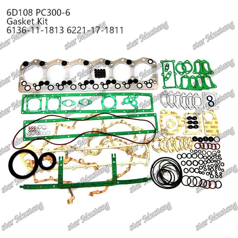 Kit completo de juntas 6D108 PC300-6 6136-11-1813 6221-17-1811 Conjunto de juntas para reparar peças de motores a diesel Komatsu