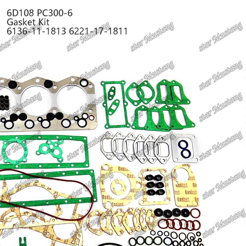 Kit completo de juntas 6D108 PC300-6 6136-11-1813 6221-17-1811 Conjunto de juntas para reparar peças de motores a diesel Komatsu