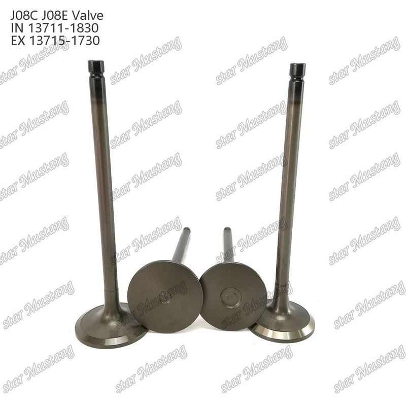 Válvula de motor J08E IN 13711-1830 EX 13715-1730 Adequada para peças sobressalentes de motores Hino