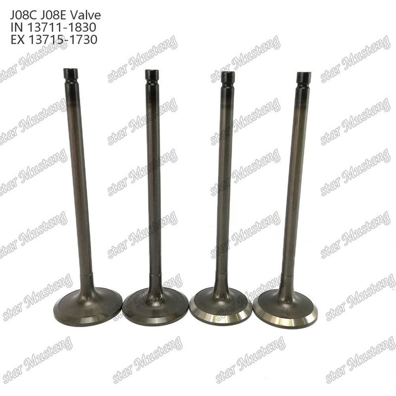 Válvula de motor J08E IN 13711-1830 EX 13715-1730 Adequada para peças sobressalentes de motores Hino