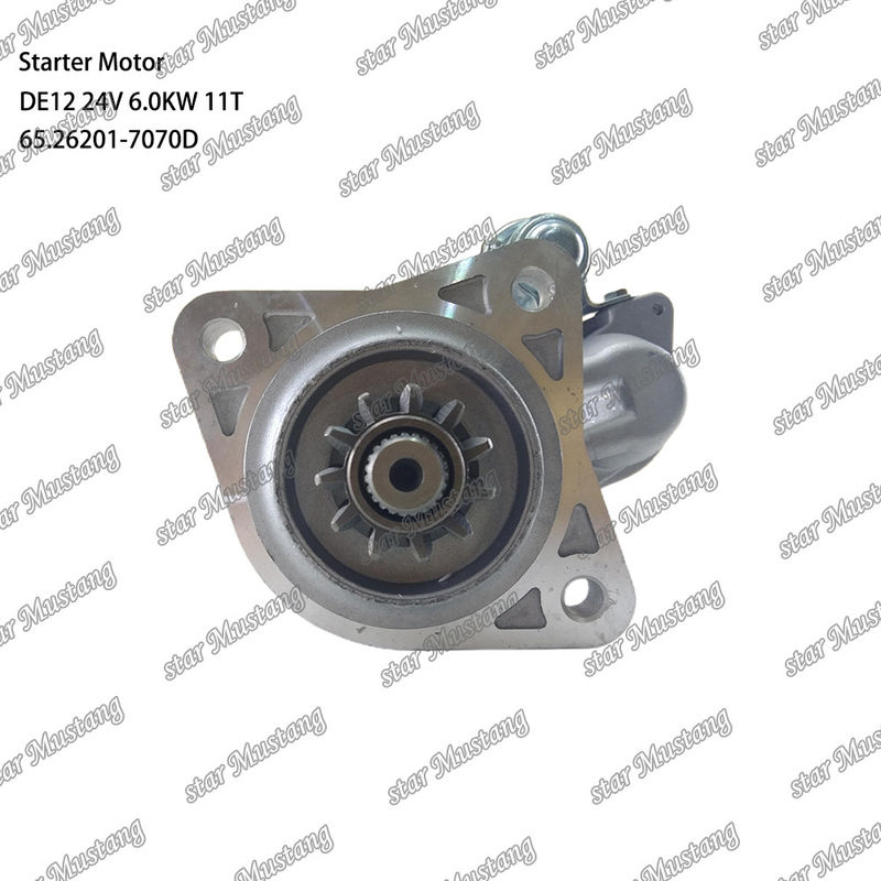 DE12 Motor de arranque de motor 24V 6.0KW 11T 65.26201-7070D Para DOOSAN DAEWOO Peças sobressalentes do motor