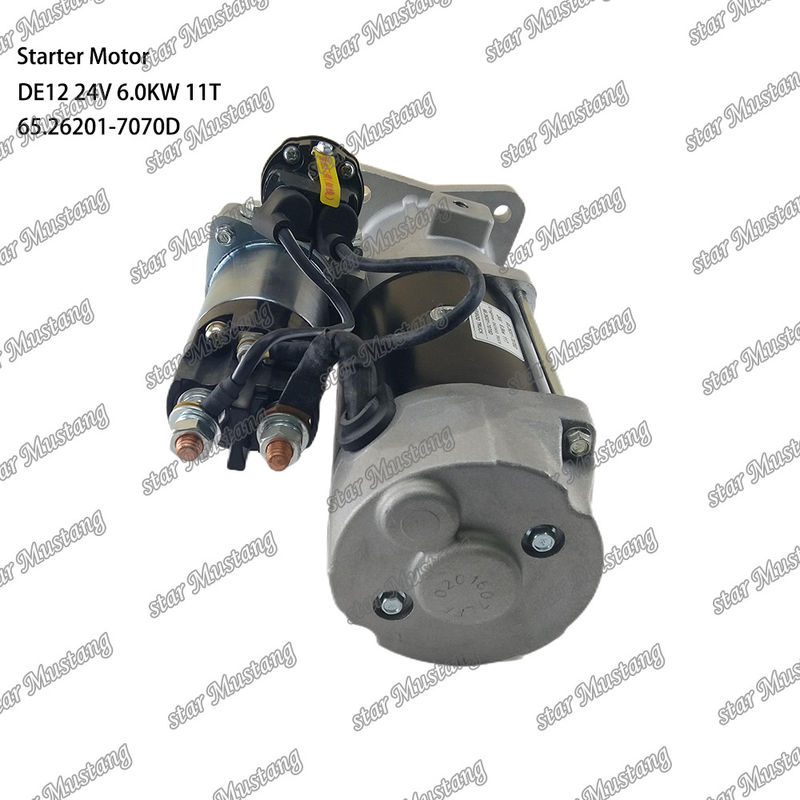 DE12 Motor de arranque de motor 24V 6.0KW 11T 65.26201-7070D Para DOOSAN DAEWOO Peças sobressalentes do motor