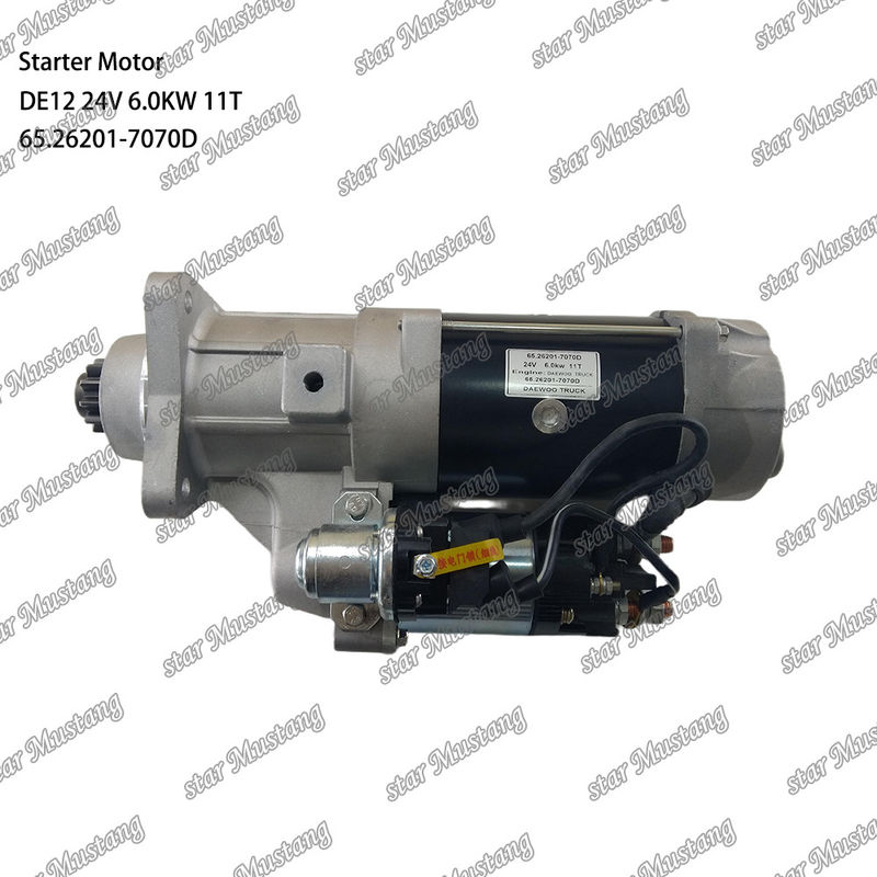 DE12 Motor de arranque de motor 24V 6.0KW 11T 65.26201-7070D Para DOOSAN DAEWOO Peças sobressalentes do motor