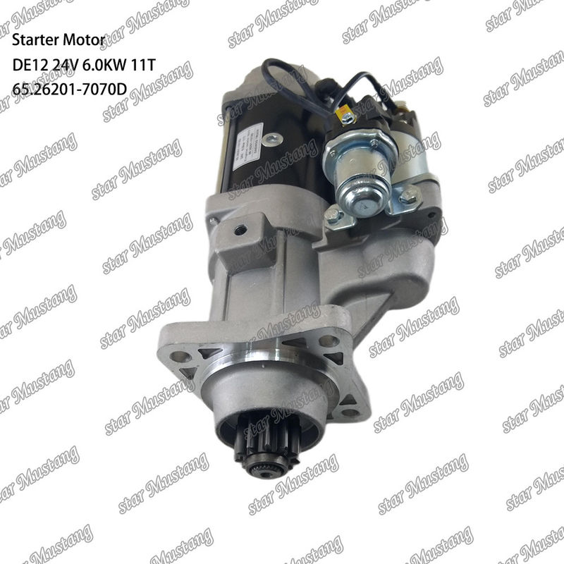 DE12 Motor de arranque de motor 24V 6.0KW 11T 65.26201-7070D Para DOOSAN DAEWOO Peças sobressalentes do motor