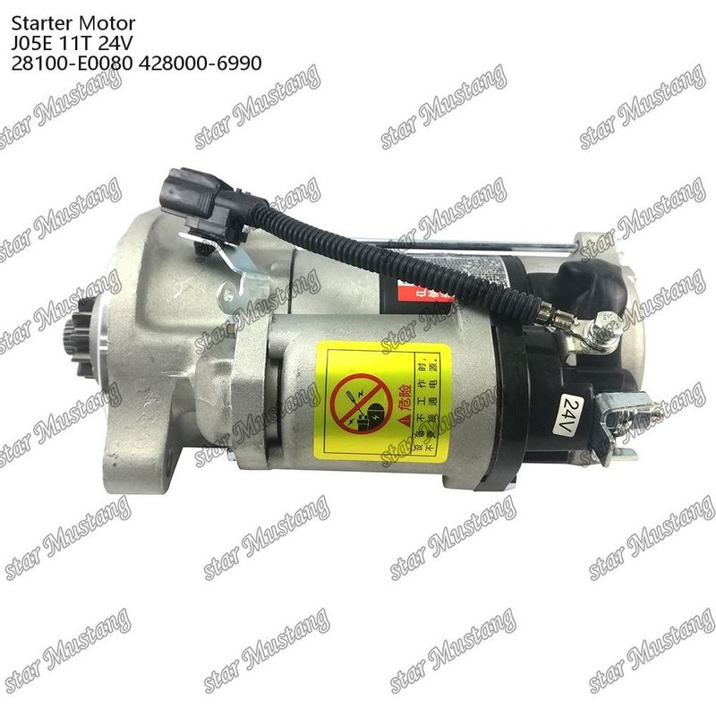 J05E Motor de arranque 11T 24V 28100-E0080 428000-6990 Para peças sobressalentes de motores HINO